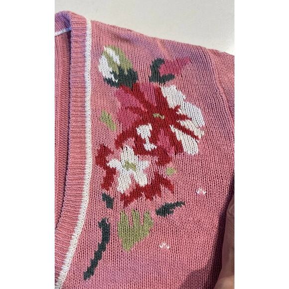 Vintage Braunstyle Large Pink Floral Knit Cardigan Cottagecore Artsy Retro READ - Picture 2 of 8